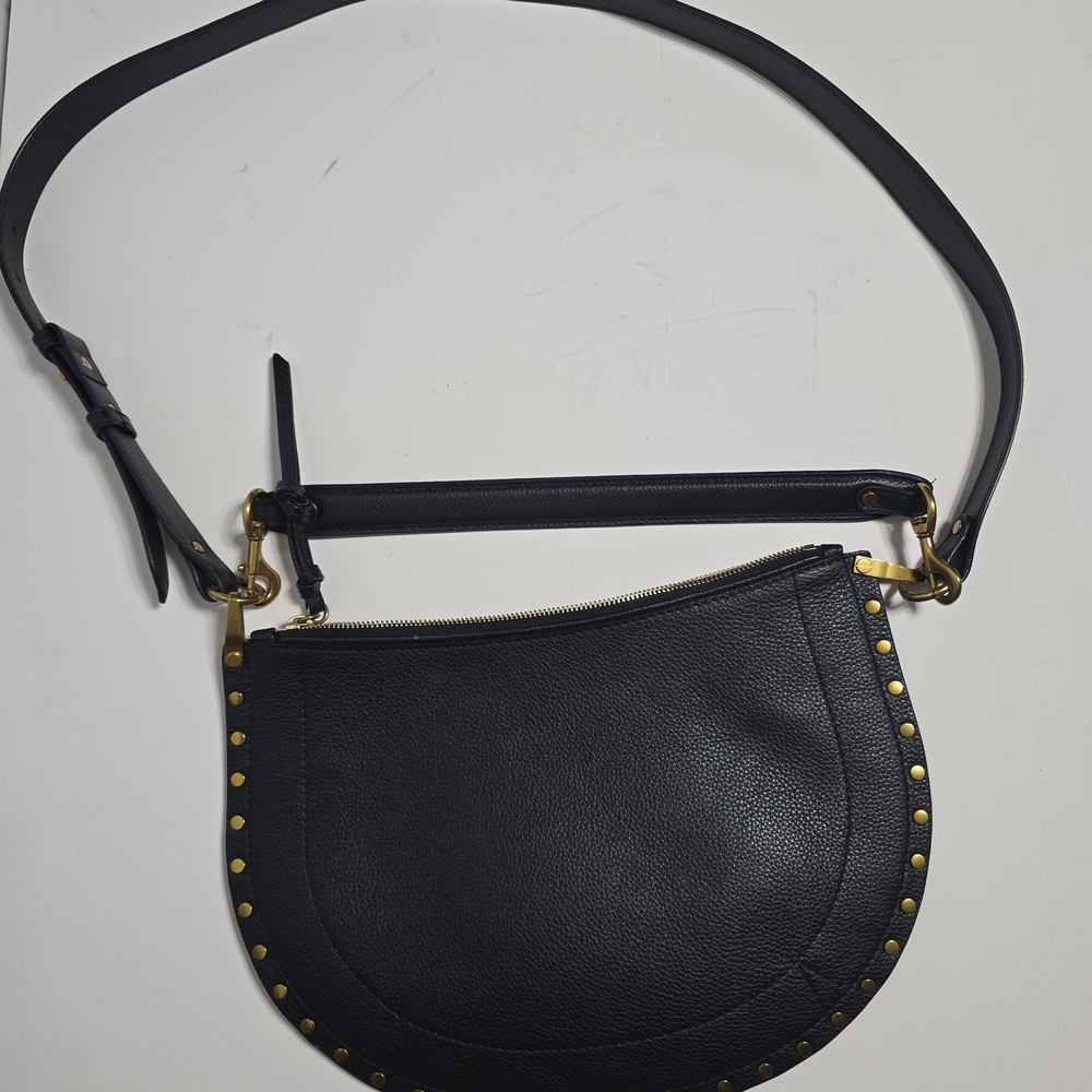 Isabel Marant Black Leather Studded Saddle Shoulder Bag - Picture 7 of 14